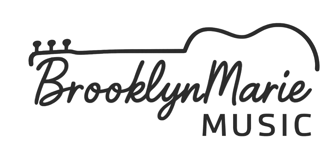 Brooklyn Marie logo, with music, near-black